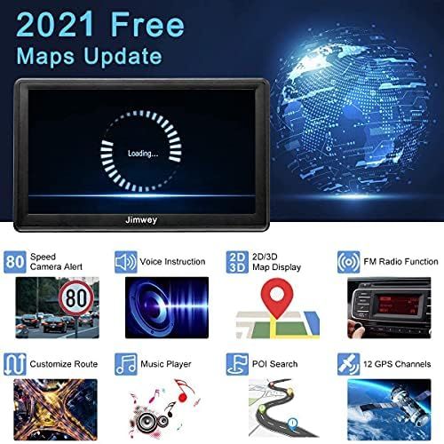  [아마존베스트]Jimwey GPS Satellite Navigation System for Car Truck Navigation Device 7 Inches 16GB Lifetime Map Updates with POIs Speed Camera Warnings Voice Prompts Lane Assistant 2019 EU and UK Maps