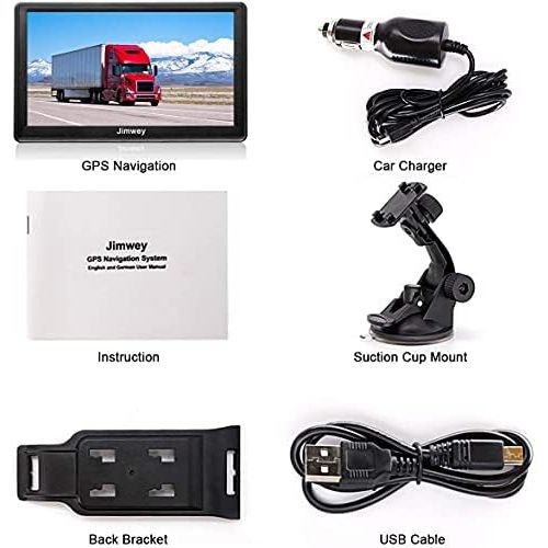  [아마존베스트]Jimwey Navigation Device for Lorry Car Navigation GPS Navigation System 9 Inch 16GB Lifetime Free Map Update with Speed Camera Warning POI Voice Guide Lane 2020 Europe UK 52 Map