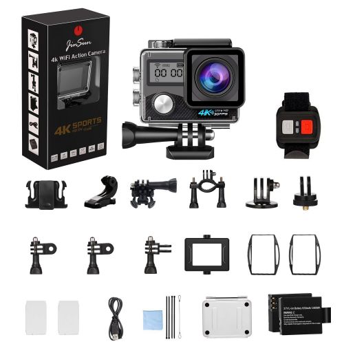  JinSun Heart 3 Action Camera 4K WiFi Waterproof Sports Camera 170 Degree Ultra Wide Angle Lens EIS Sony Sensor, 30m Underwater Camera with 2 Pcs 1050mA Rechargeable Batteries and M