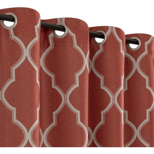  Jinchan Room Darkening Linen Textured Curtains for Bedroom Window Curtains, Quatrefoil Flax Linen Blend Textured Geometry Lattice Grommet Window Treatment Set for Living Room, 95L, Soft Gr