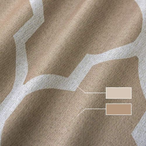  Jinchan Room Darkening Linen Textured Curtains for Bedroom Window Curtains, Quatrefoil Flax Linen Blend Textured Geometry Lattice Grommet Window Treatment Set for Living Room, 95L, Soft Gr