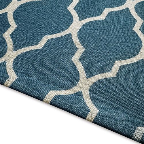  Jinchan Room Darkening Linen Textured Curtains for Bedroom Window Curtains, Quatrefoil Flax Linen Blend Textured Geometry Lattice Grommet Window Treatment Set for Living Room, 95L, Soft Gr