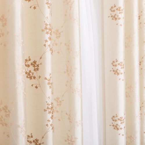  Jinchan Faux Silk Floral Embroidered Grommet Top Curtains for Bedroom Embroidery Curtain for Living Room 84 inches Long, 2 Panels, Burgundy Red