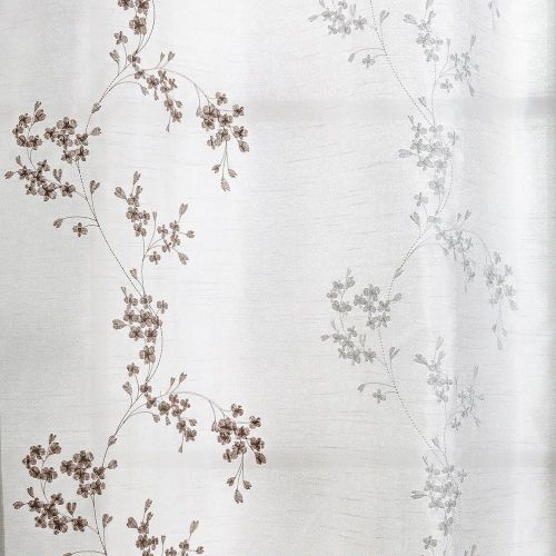  Jinchan Faux Silk Floral Embroidered Grommet Top Curtains for Bedroom Embroidery Curtain for Living Room 84 inches Long, 2 Panels, Burgundy Red