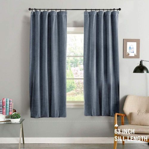  Jinchan jinchan Velvet Curtains Half Blackout Panels, Room Darkening Drapes for Bedroom Window Curtain Rod Pocket (2 Panels, 84 Inch, Green)