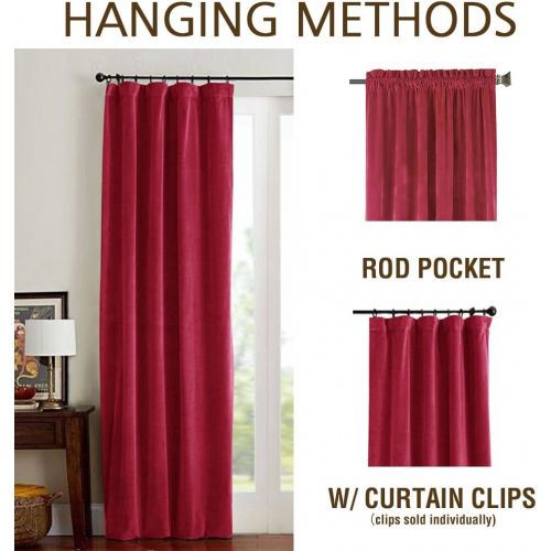  Jinchan jinchan Velvet Curtains Half Blackout Panels, Room Darkening Drapes for Bedroom Window Curtain Rod Pocket (2 Panels, 84 Inch, Green)