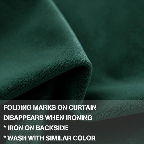  Jinchan jinchan Velvet Curtains Half Blackout Panels, Room Darkening Drapes for Bedroom Window Curtain Rod Pocket (2 Panels, 84 Inch, Green)