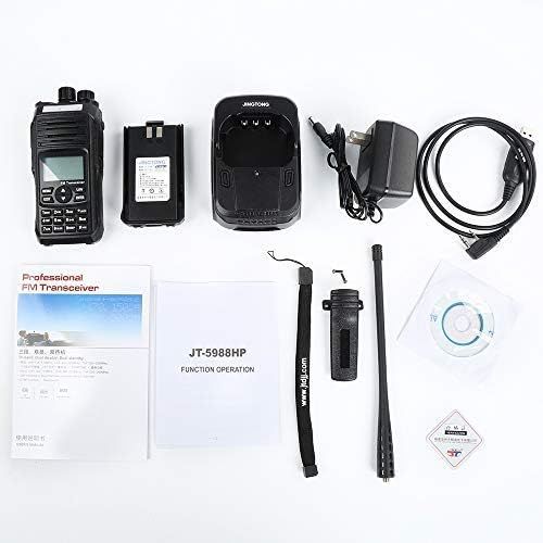  [아마존베스트]Jingtong JT-5988HP V2 High Power 12-Watt Tri-Power Dual Band Portable Two Way Radio 4800mah Bettery with Programming Cable(136-174Mhz VHF & 400-480Mhz UHF) Amateur Handheld Transce