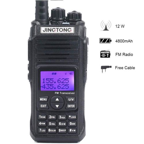  JingTong Jingtong JT-5988HP V2 High Power 12-Watt Tri-Power Dual Band Portable Two Way Radio (136-174Mhz VHF & 400-480Mhz UHF) Amateur Handheld Transceiver (Ham)