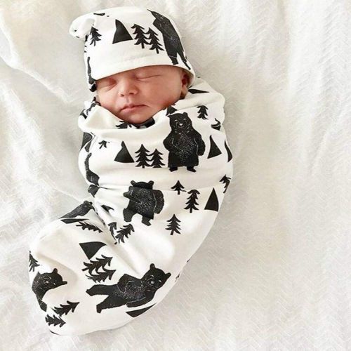  Jinjiums baby sleep bag,Newborn Baby Boy Cocoon Swaddle Blanket Wearable Sleeping Swaddle Muslin Wrap Hat Set