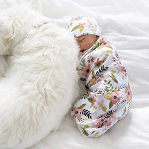  Jinjiums baby sleep bag,Newborn Baby Boy Cocoon Swaddle Blanket Wearable Sleeping Swaddle Muslin Wrap Hat Set