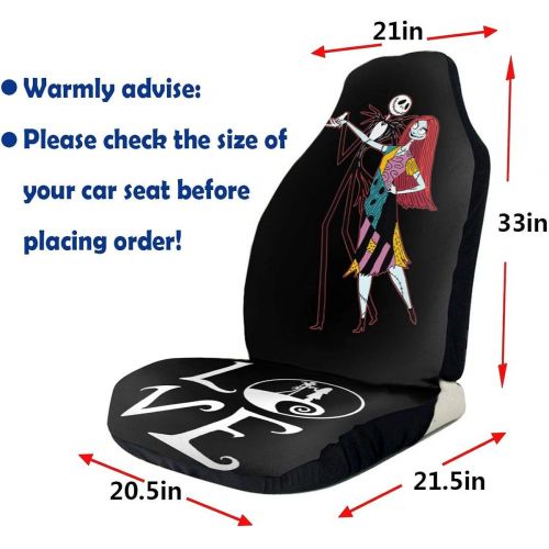  Jinsshop Universal The Nightmare Before Christmas Fit Full Set Front Seat Covers, Car Seat Protectors for Car, Vans, SUV & Truck 2 PCS