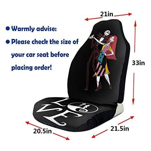  Jinsshop Universal The Nightmare Before Christmas Fit Full Set Front Seat Covers, Car Seat Protectors for Car, Vans, SUV & Truck 2 PCS