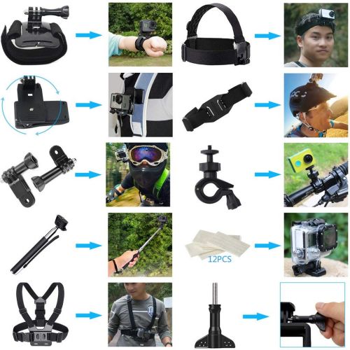  Jintime Fuer GoPro Hero7 / 6/5 / 4/3 Buendel Kamera Zubehoer 36/41/58 Set Manner Frauen Outdoor Sports Set Kit fuer Fahrrad Reiten Sking Bootfahren Angeln Wandern (58 Set)