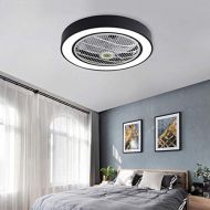 [아마존베스트]Jinweite Ceiling Fan with Light, 22 inches LED Remote Control Fully Dimmable Lighting Modes Invisible Acrylic Blades Metal Shell Semi Flush Mount Low Profile Fan,Black