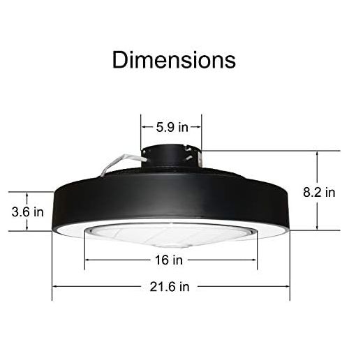  [아마존베스트]Jinweite Ceiling Fan with Light, 22 inches LED Remote Control Fully Dimmable Lighting Modes Invisible Acrylic Blades Metal Shell Semi Flush Mount Low Profile Fan,Black