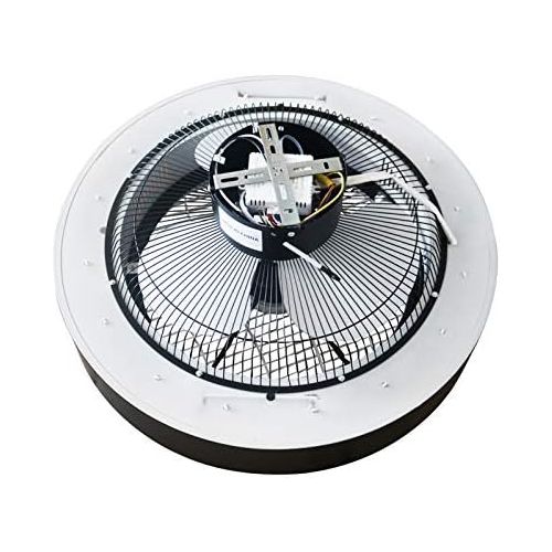  [아마존베스트]Jinweite Ceiling Fan with Light, 22 inches LED Remote Control Fully Dimmable Lighting Modes Invisible Acrylic Blades Metal Shell Semi Flush Mount Low Profile Fan,Black