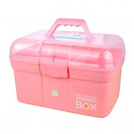 Jinxin-jewelry box Household Plastic Medicine Box Portable Suitcase Large Capacity Storage Box Large First Aid Kit (Color : Pink)