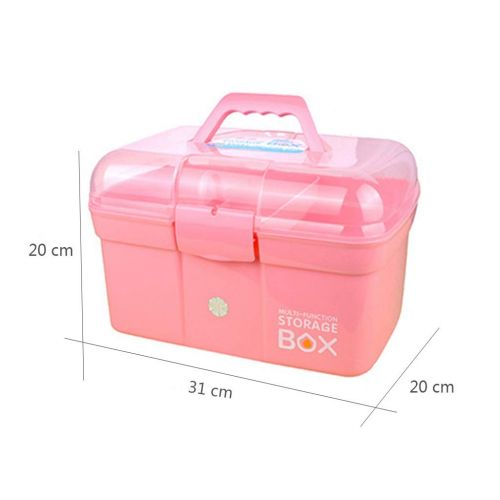  Jinxin-jewelry box Household Plastic Medicine Box Portable Suitcase Large Capacity Storage Box Large First Aid Kit (Color : Pink)