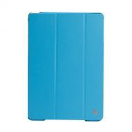 Jisoncase JS-ID6-04H40 Classic Premium Leatherette Smart Cover Case for iPad Air 2 and iPad Air, Blue