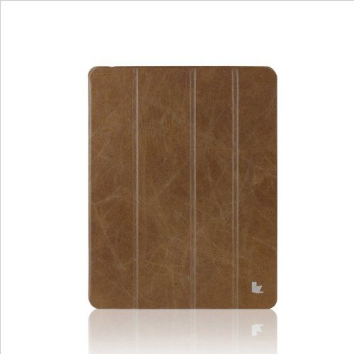  Jisoncase Vintage Genuine Leather Smart Cover Case for iPad 2, 3 & 4, JS-ID-006A-Brown