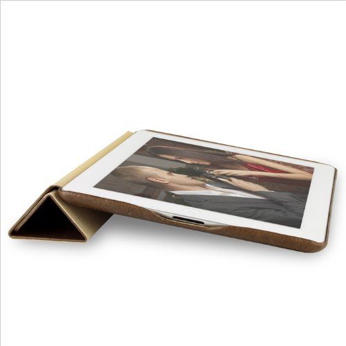  Jisoncase Vintage Genuine Leather Smart Cover Case for iPad 2, 3 & 4, JS-ID-006A-Brown