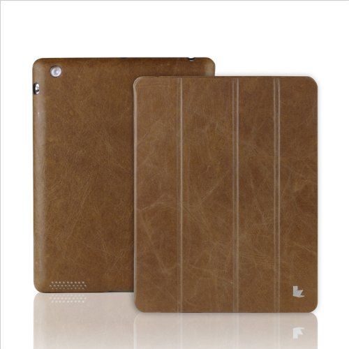  Jisoncase Vintage Genuine Leather Smart Cover Case for iPad 2, 3 & 4, JS-ID-006A-Brown