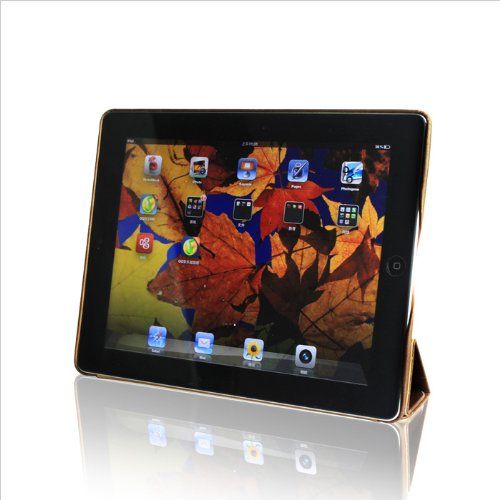  Jisoncase Vintage Genuine Leather Smart Cover Case for iPad 2, 3 & 4, JS-ID-006A-Brown