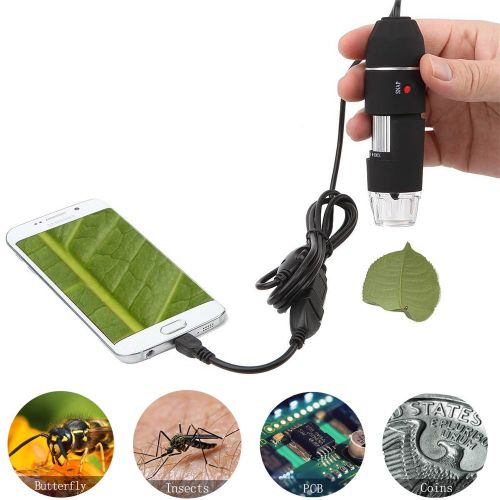  Jiusion Original 40-1000X USB Microscope with Portable Carrying Case, Digital Magnification Endoscope Camera 8 LEDs Metal Base for Micro USB USB-C Android, Windows Mac Linux Chrome