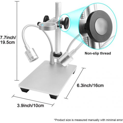  Jiusion Updated with 2 Lamps Aluminum Alloy Universal Adjustable Professional Base Stand Holder Desktop Support Bracket for Max 1.4 in Diameter USB Digital Microscope Endoscope Mag