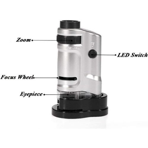  [아마존베스트]Jiusion Portable Pocket Mini Microscope Loupe Magnification 20X 40X Magnification Handheld Compound Digital Scope Magnifier with LED Illumination for Jewelry Cash Coins Detecting I