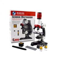 [아마존베스트]Jiusion Kid Microscope Science Kits, 100X 400X 1200X Trinocular Magnification Beginner Toy Home School Educational Biological Hand Held Camera Compound Scope with Slides for Kids C