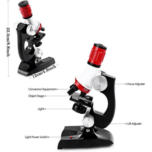  [아마존베스트]Jiusion Kid Microscope Science Kits, 100X 400X 1200X Trinocular Magnification Beginner Toy Home School Educational Biological Hand Held Camera Compound Scope with Slides for Kids C