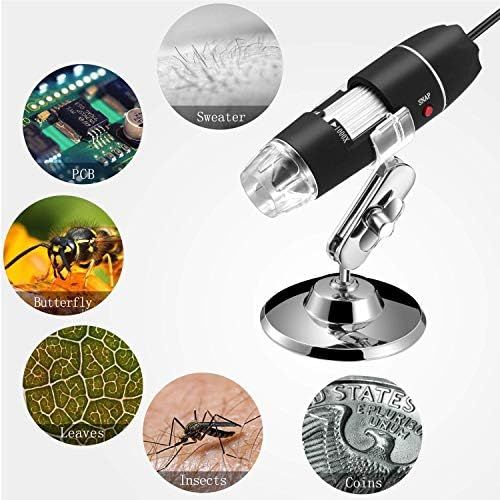  [아마존베스트]Jiusion 40to 1000Magnifier Microscope Endoscope 2Mp 8-LED USB 2.0Digital Microscope, Mini Camera with OTG Adaptor and Metal Stand, Compatible with Mac Windows 7810A
