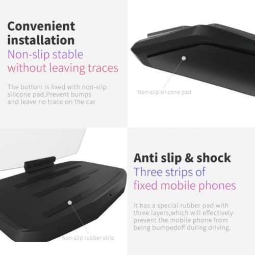  Jlong Multifunction Wireless Car Charger Mount & Head UP Display/HUD Qi Charging Folding Holder Dashboard Phone GPS Navigation Image Reflector Projector Holder