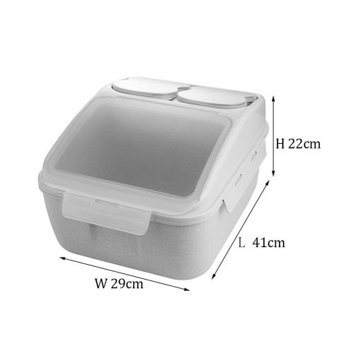  Jlxl Pet Food Container, 2 Small Classification Boxes/Transparent Seal Flip Cover with Wheels 10kg Dog Dry Feed Storage Bucket