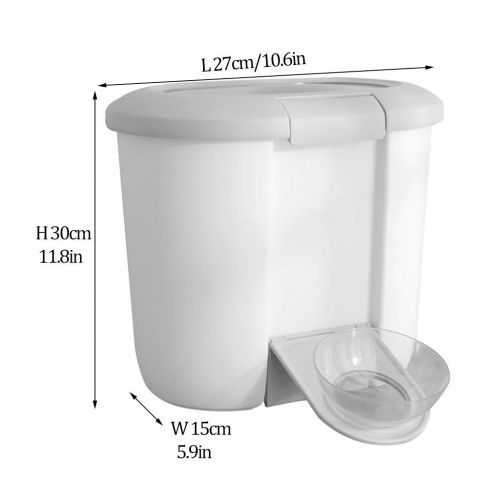  Jlxl Pet Food Container, Capacity 11lb Flip Storage Bucket Transparent Lid Bin Dog Dry Feed Box and Bowl