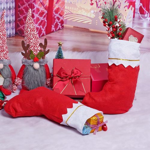  Jmkcoz 12 Pack Red Felt Christmas Stockings Christmas Stockings Sock Fireplace Hanging Stockings Tableware Holders Decoration for Xmas Thanksgiving New Year Holiday Party Favors