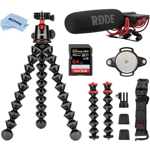  Joby GorillaPod 5K Kit + Rig Upgrade, Professional Tripod Stand for DSLR or Mirrorless Cameras with Lens (up to 11lbs/5kg) Premium Video Bundle with RODE VideoMic, 64GB SD Card, Cl