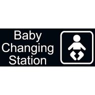 [아마존베스트]Joeaney New Baby Changing Station Sign, 8 x 3 in with English and Symbol, Black for Men, Women, Unisex