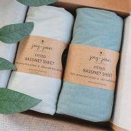 Bassinet Fitted Sheets 33x20 for Baby Beside Dreamer Bassinet & Bedside Sleeper ? Snuggly Soft 100% Jersey Cotton ? Light + Dark Sage Green ? 2 Pack