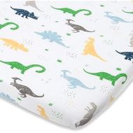 Joey + Joan Travel Lite Crib Sheet Compatible with Graco Travel Lite Crib with Stages ? Fits Perfectly on 20” x 30” Mattress Without Bunching Up ? Snuggly Soft Jersey Cotton ??Dinosaur