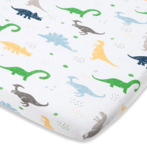  Joey + Joan Travel Lite Crib Sheet Compatible with Graco Travel Lite Crib with Stages ? Fits Perfectly on 20” x 30” Mattress Without Bunching Up ? Snuggly Soft Jersey Cotton ??Dinosaur