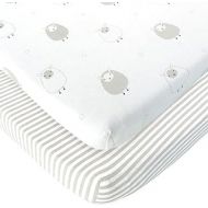 Joey + Joan Bassinet Fitted Sheets for Baby Beside Dreamer Bedside Sleeper and Chicco Next2Me ? Fits 20 x 33 Mattress ? Snuggly Soft Jersey Cotton ? Grey ? 2 Pack