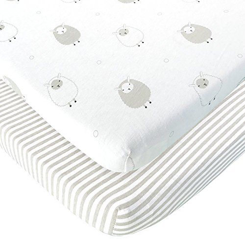  Joey + Joan Bassinet Fitted Sheets for Baby Beside Dreamer Bedside Sleeper and Chicco Next2Me ? Fits 20 x 33 Mattress ? Snuggly Soft Jersey Cotton ? Grey ? 2 Pack