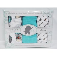 Johanna Jo Baby Swaddle Blanket Pack of 3 in Arrows, Animals, & Solid Turquoise { Away We Go }