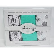 Johanna Jo Baby Swaddle Blanket Pack of 3 in Gray & Green { Arrows & Owls }