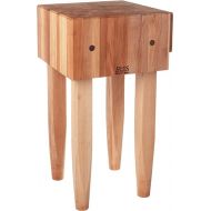 John Boos PCA1 Maple Wood End Grain Solid Butcher Block with Side Knife Slot, 18 Inches x 18 Inches x 10 Inch Top, 34 Inches Tall, Natural Maple Legs
