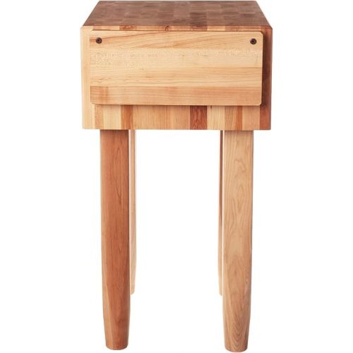  John Boos PCA1 Maple Wood End Grain Solid Butcher Block with Side Knife Slot, 18 Inches x 18 Inches x 10 Inch Top, 34 Inches Tall, Natural Maple Legs