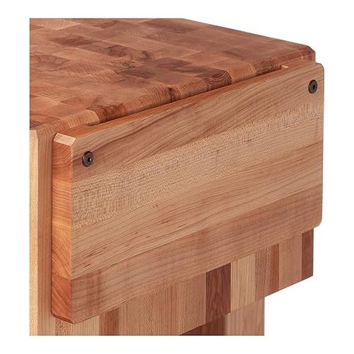  John Boos PCA1 Maple Wood End Grain Solid Butcher Block with Side Knife Slot, 18 Inches x 18 Inches x 10 Inch Top, 34 Inches Tall, Natural Maple Legs